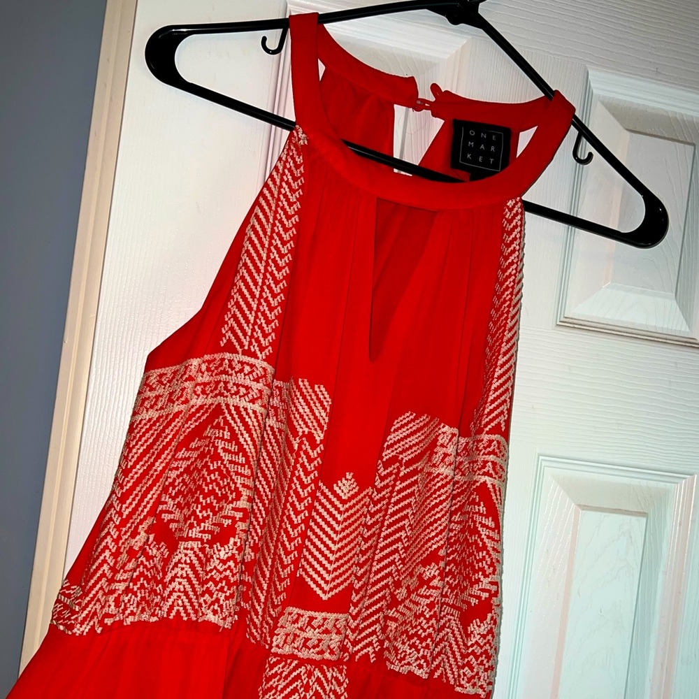 Red Embroidered Maxi Dress